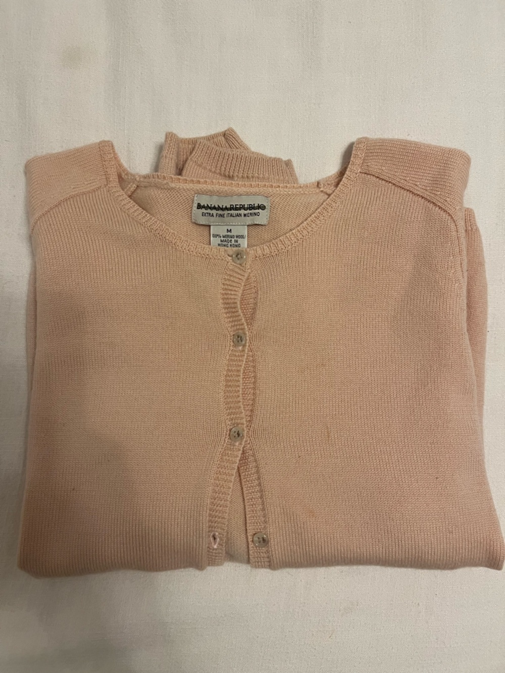 Banana Republic Pale Peach Button Cardigan- Merino Wool